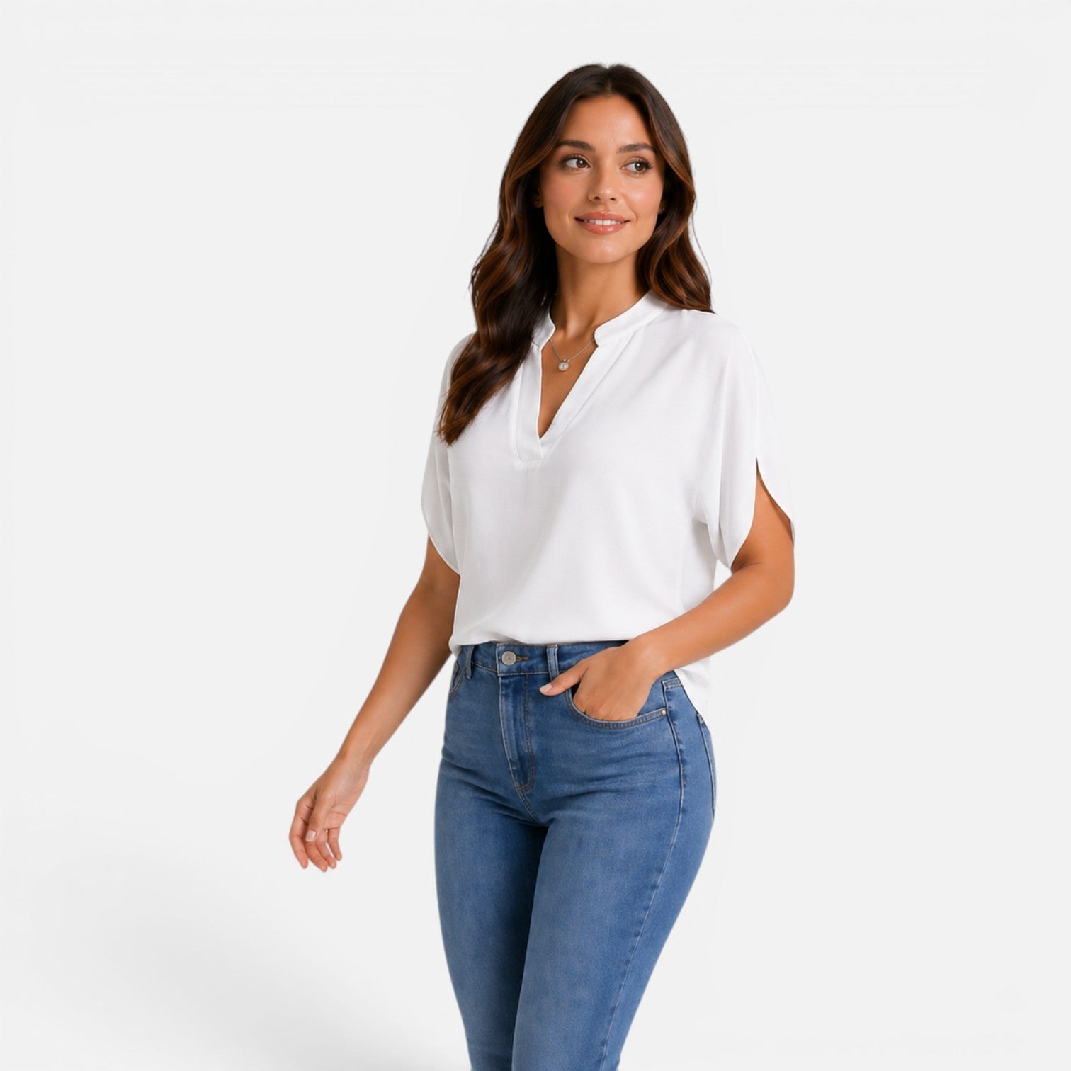 Maison Straver | Women’s Chiffon Blouse V Neck Lightweight Summer Top