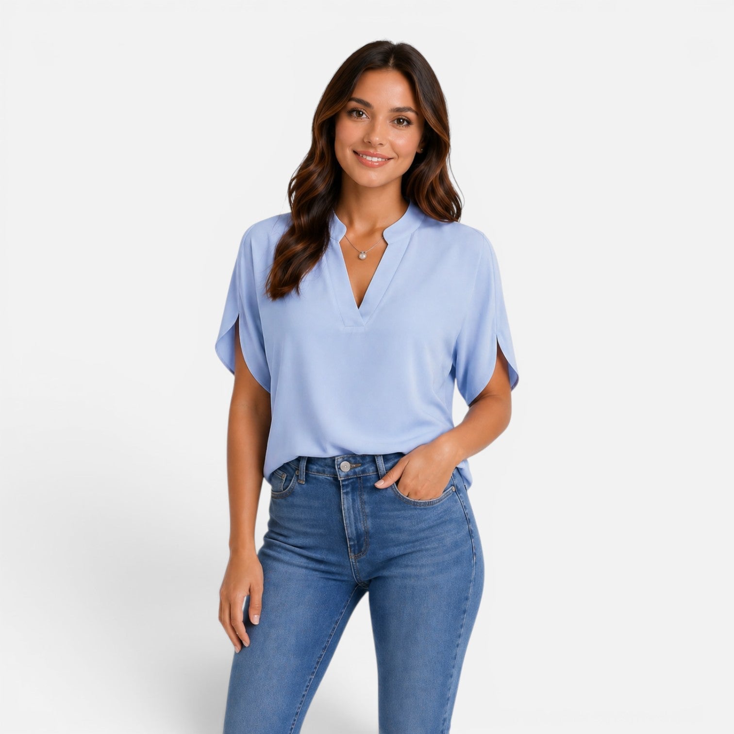 Maison Straver | Women’s Chiffon Blouse V Neck Lightweight Summer Top