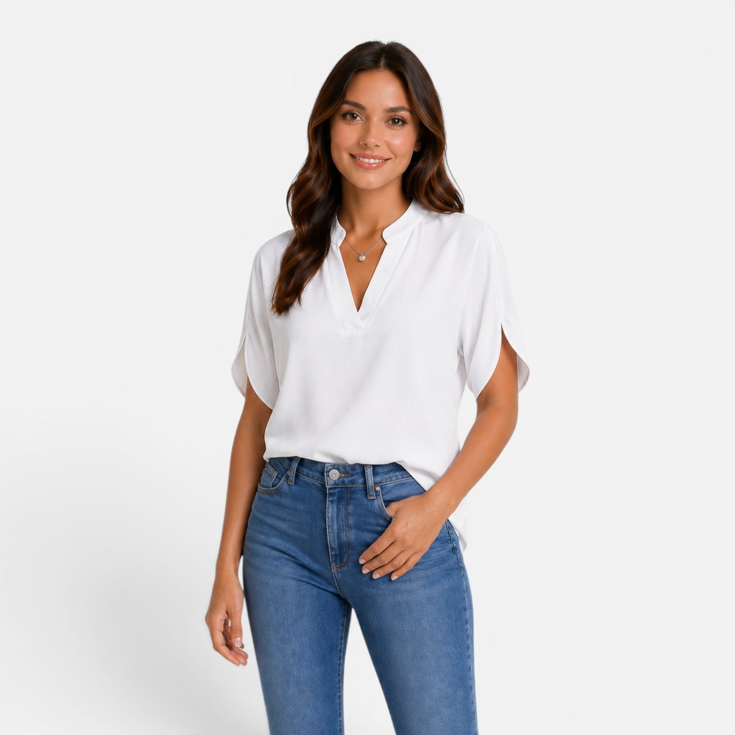 Maison Straver | Women’s Chiffon Blouse V Neck Lightweight Summer Top