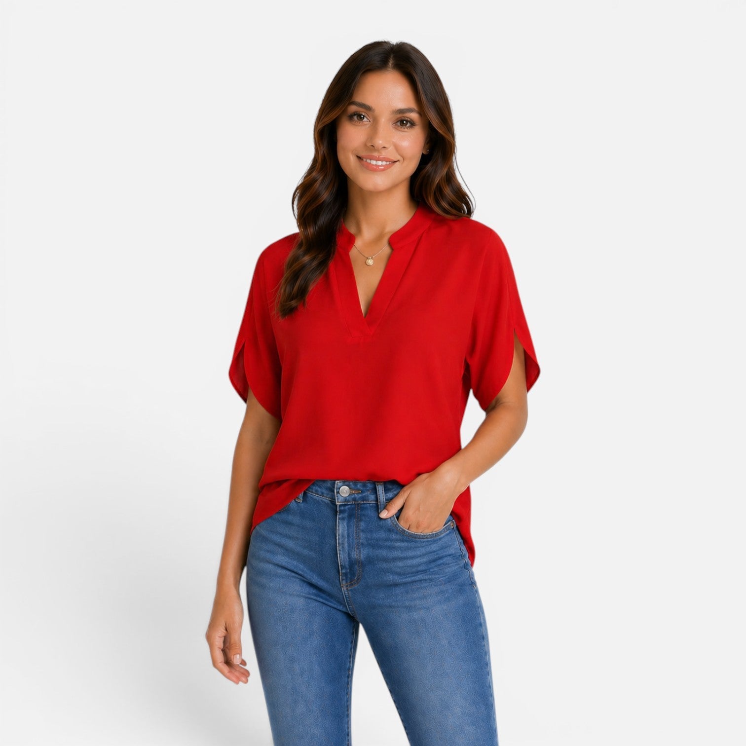 Maison Straver | Women’s Chiffon Blouse V Neck Lightweight Summer Top
