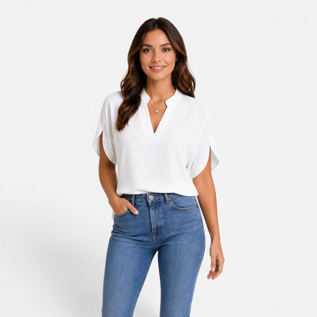 Maison Straver | Women’s Chiffon Blouse V Neck Lightweight Summer Top