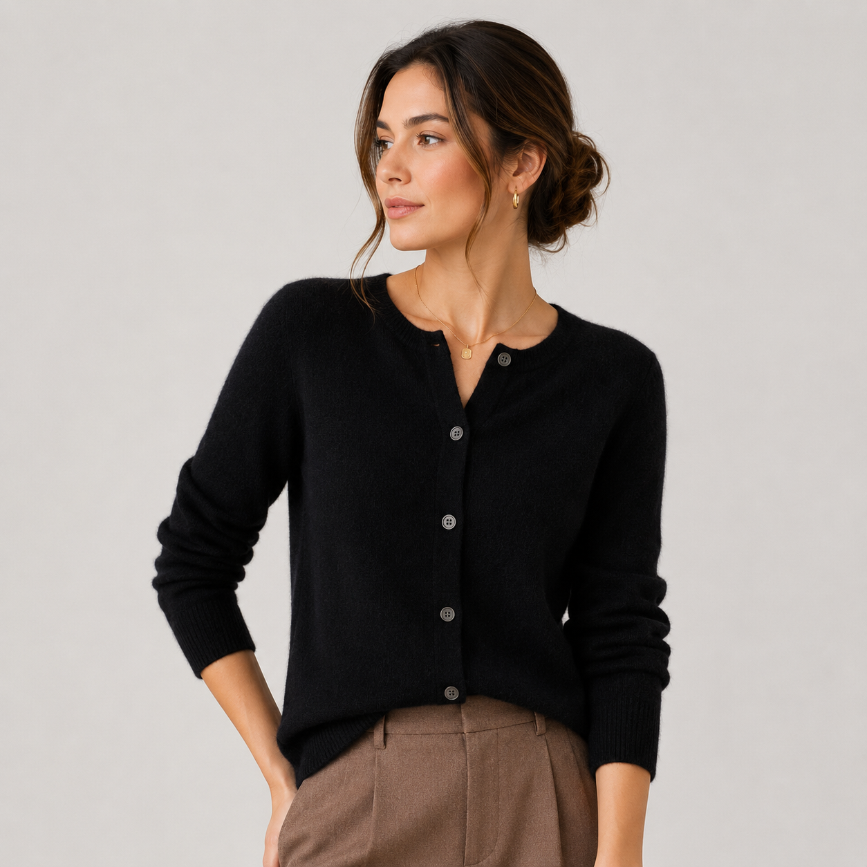 Women's Cashmere Look Cardigan Soft Button Front Knit Sweater