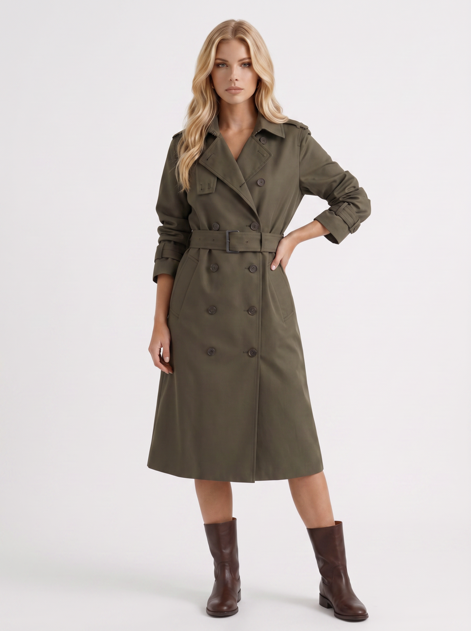 Edie Belted Coat - Dark Green