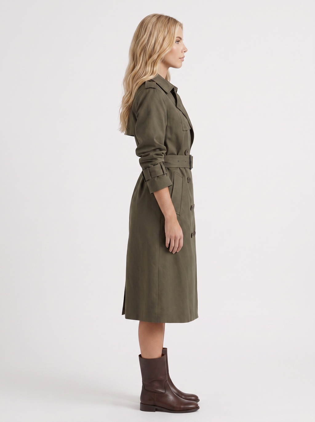 Edie Belted Coat - Dark Green