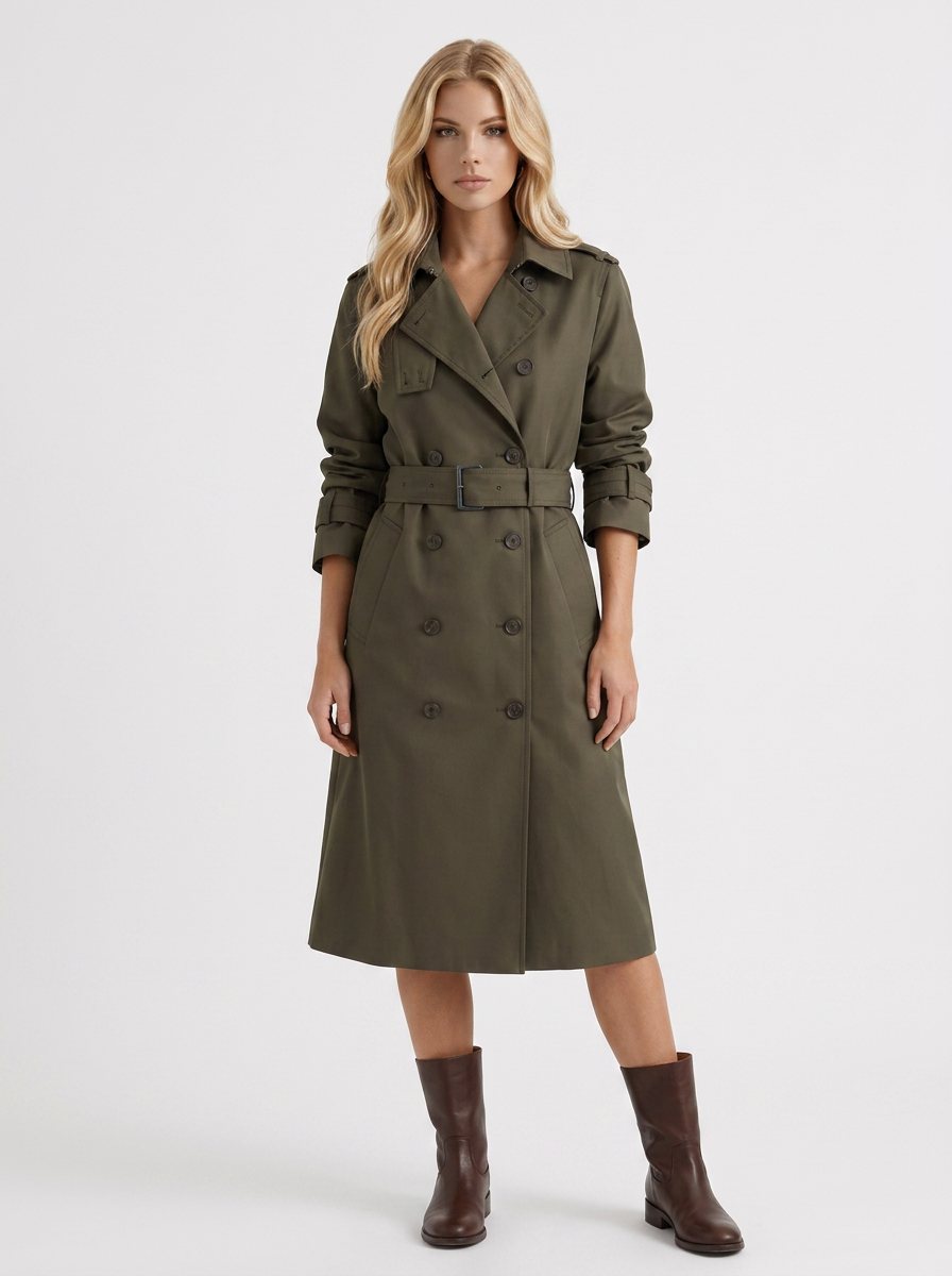 Edie Belted Coat - Dark Green