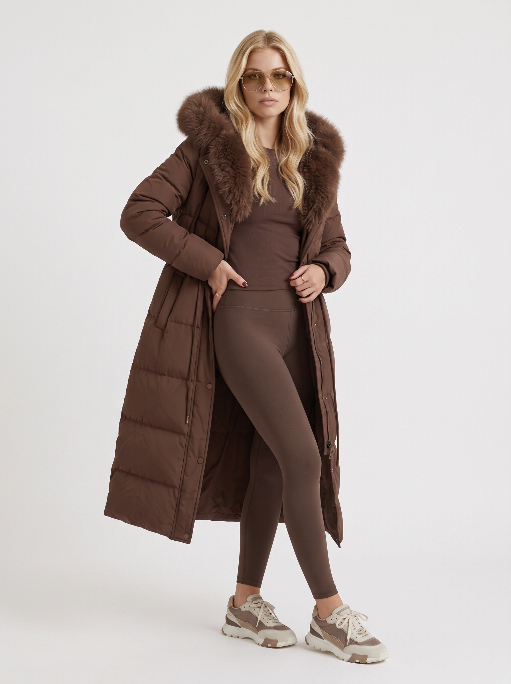 Elise Puffer Coat - Brown