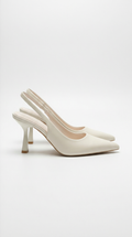 Elizabeth Pointed Toe Slingback Heel Sandals - Cream