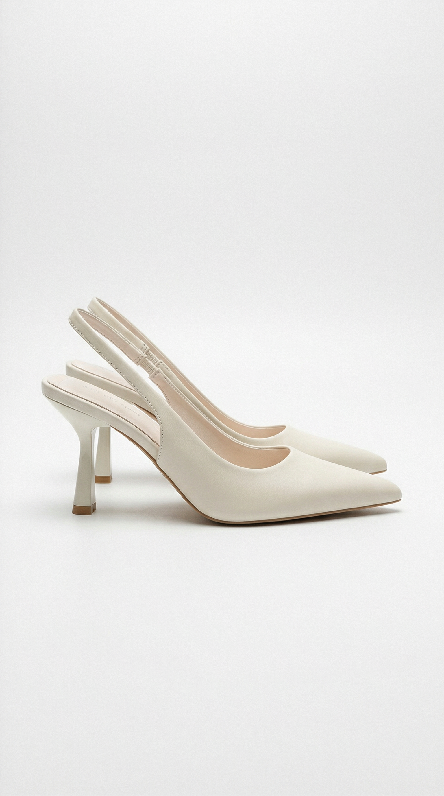 Elizabeth Pointed Toe Slingback Heel Sandals - Cream
