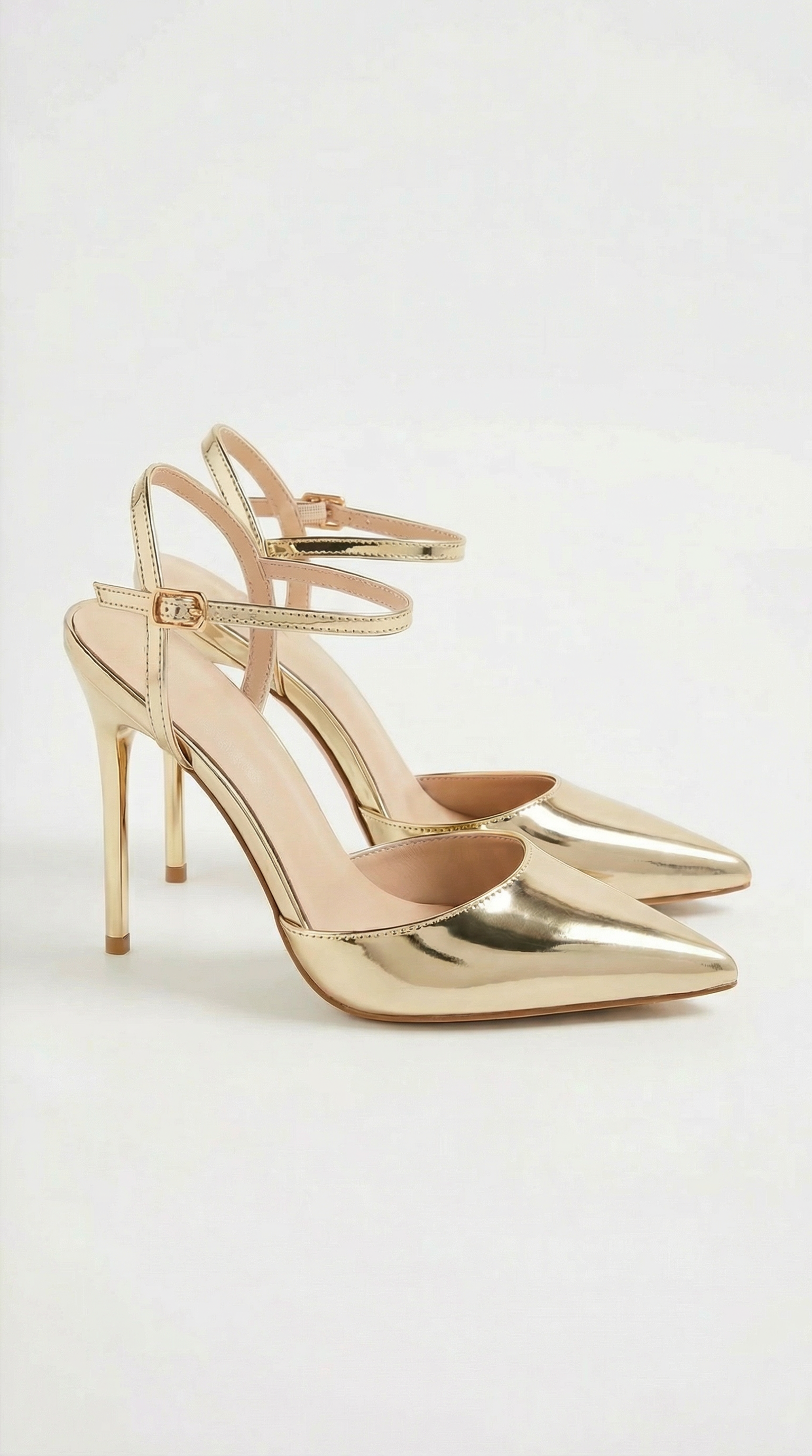Jula Metallic Pointed Toe Stiletto Sandals - Gold