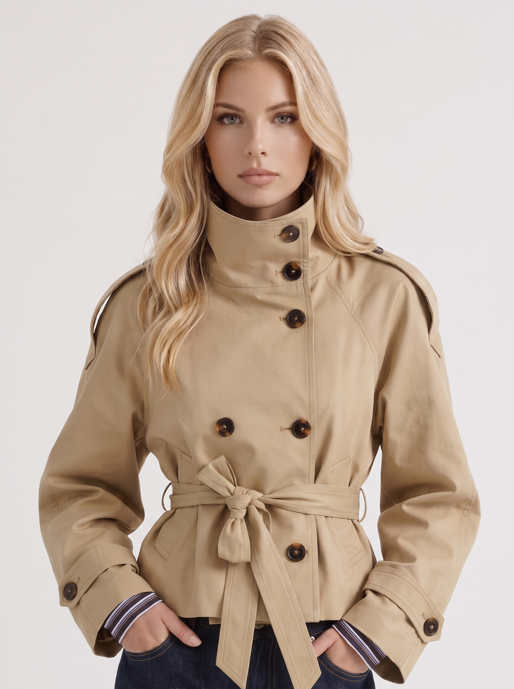 Maeve Cropped Trench - Beige