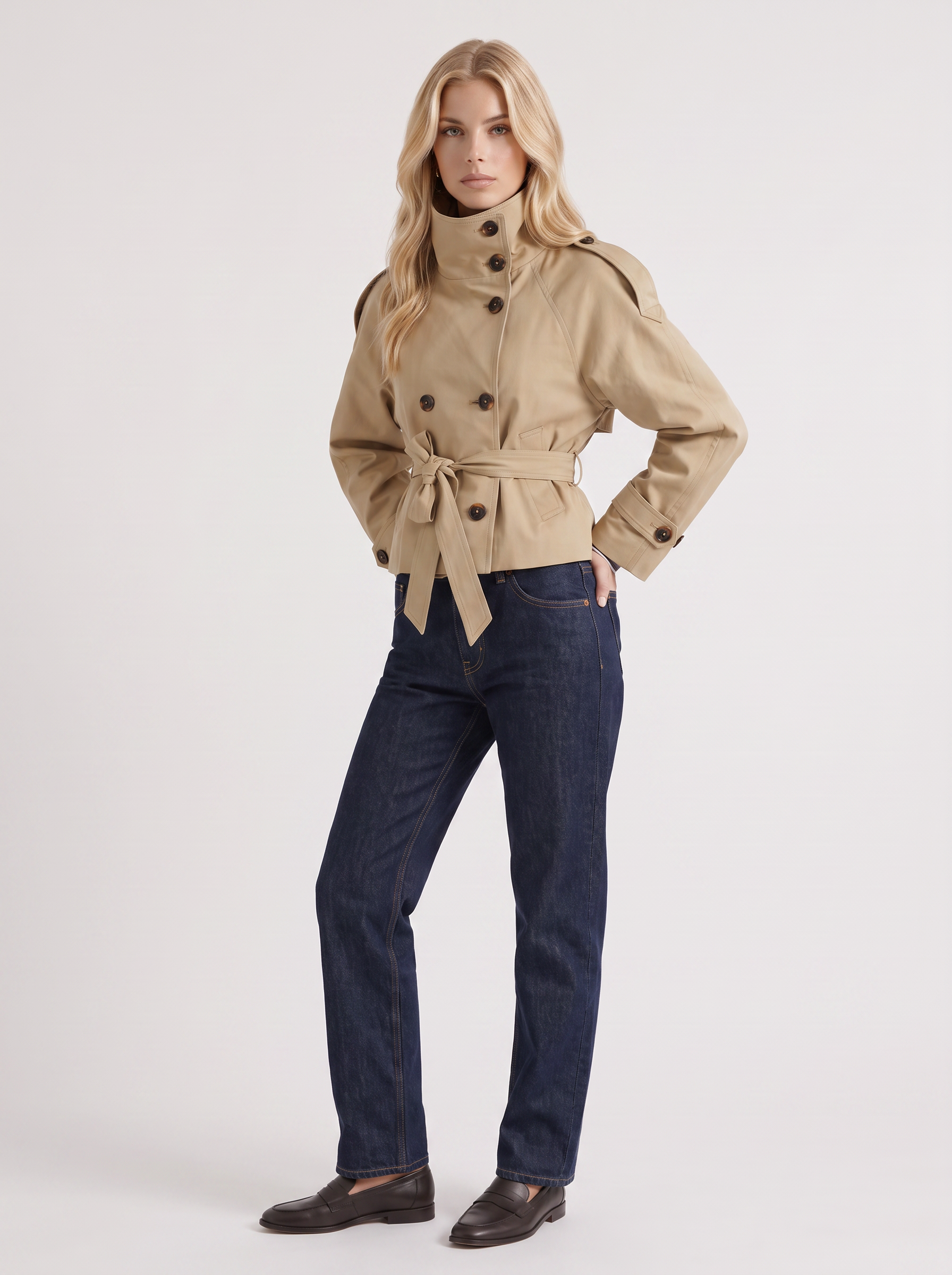 Maeve Cropped Trench - Beige