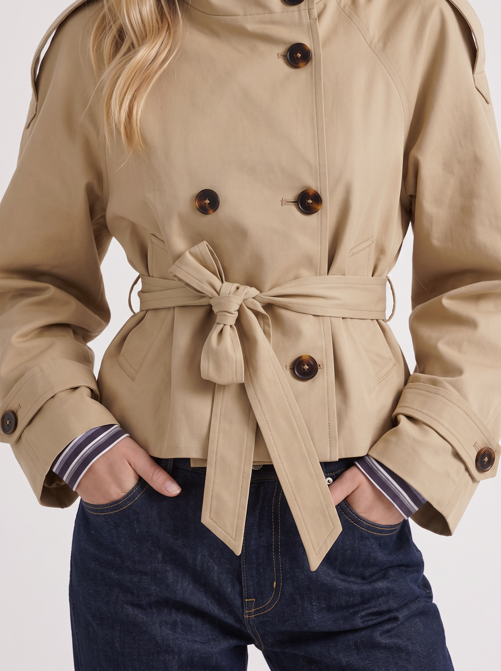 Maeve Cropped Trench - Beige