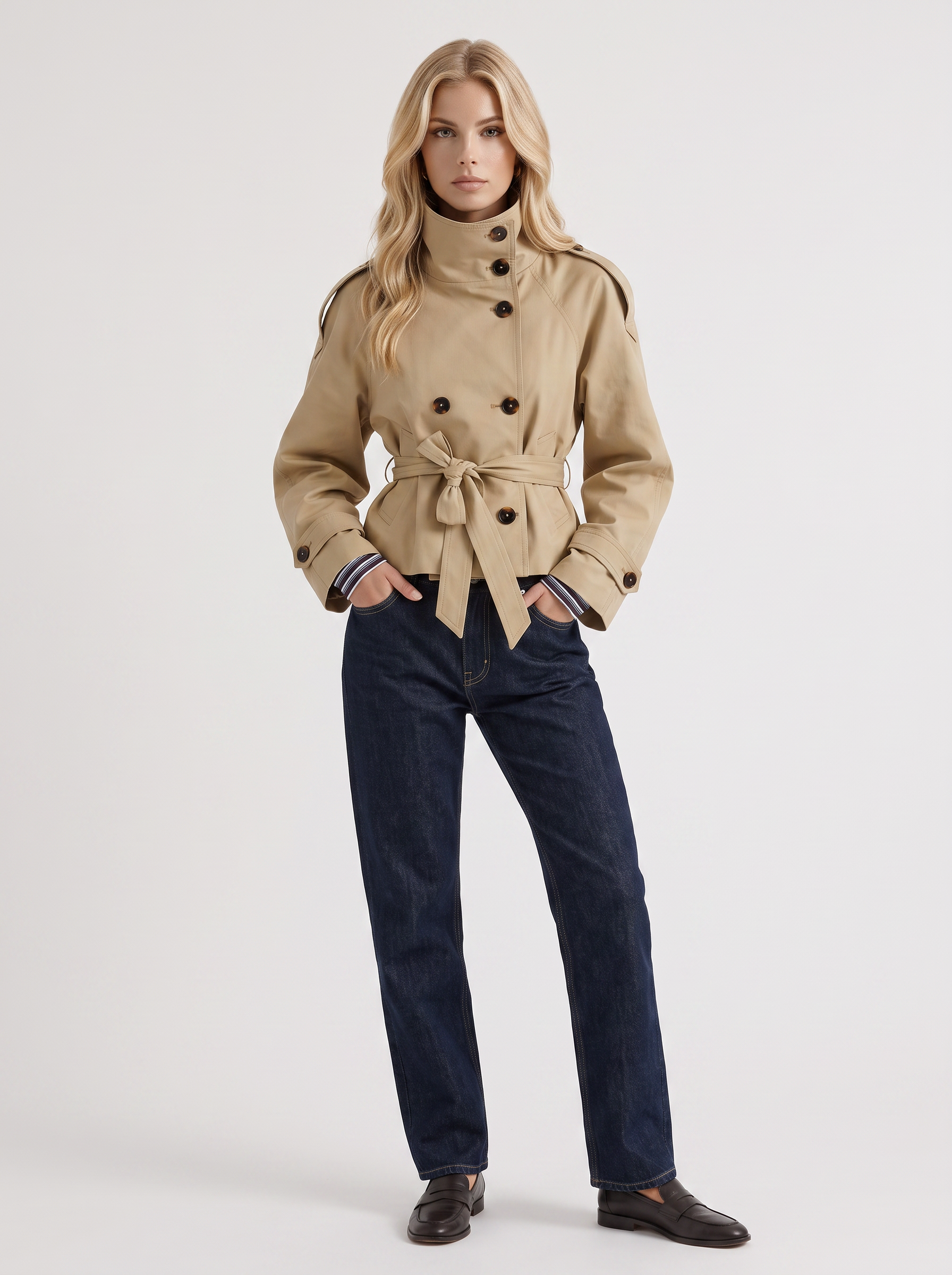 Maeve Cropped Trench - Beige