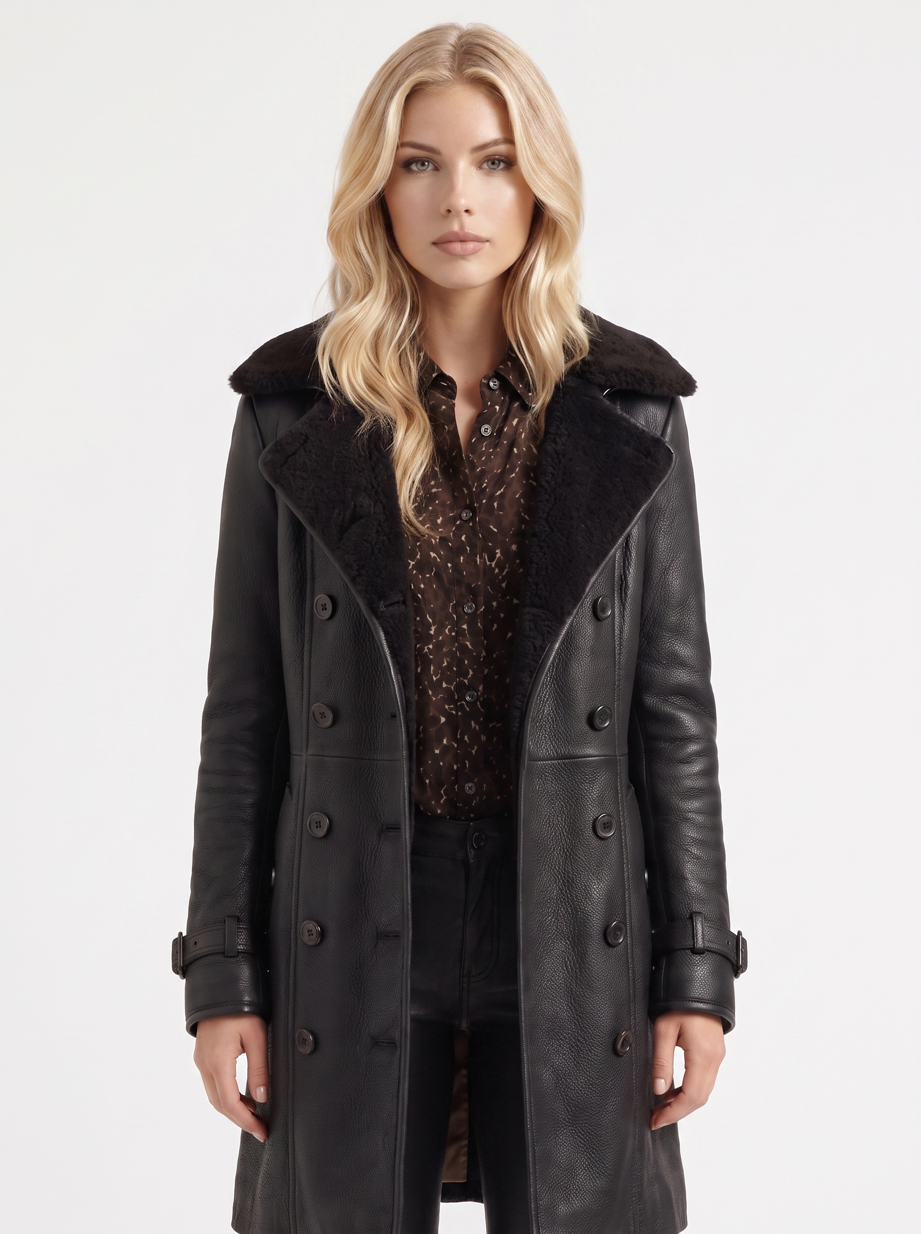 Nellie Shearling Coat - Black