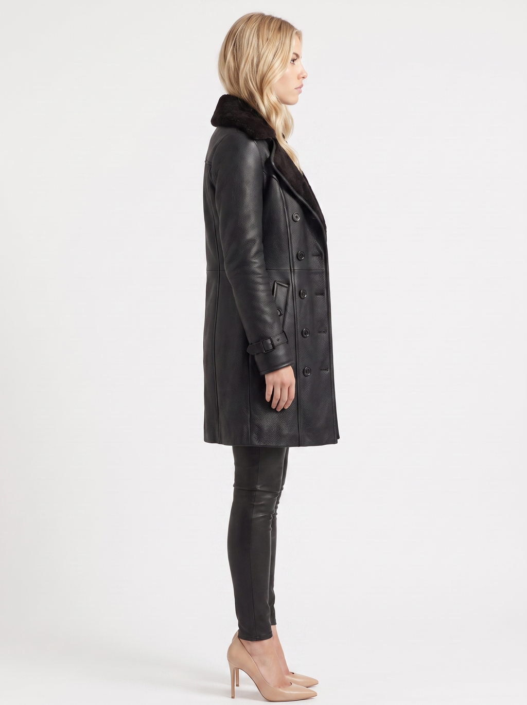Nellie Shearling Coat - Black