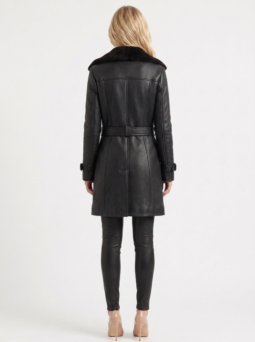 Nellie Shearling Coat - Black
