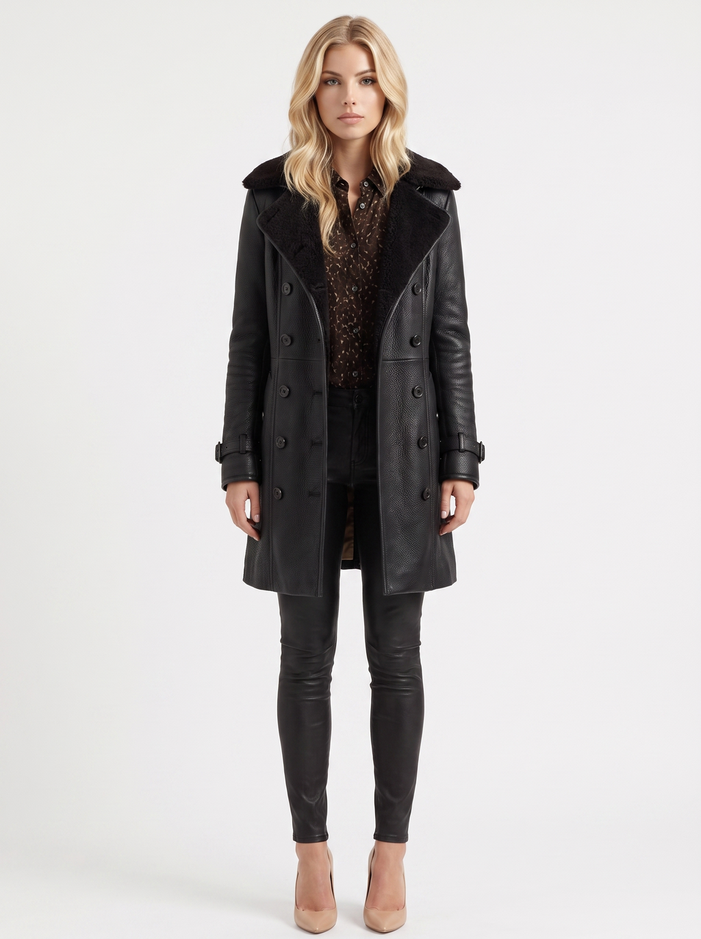 Nellie Shearling Coat - Black