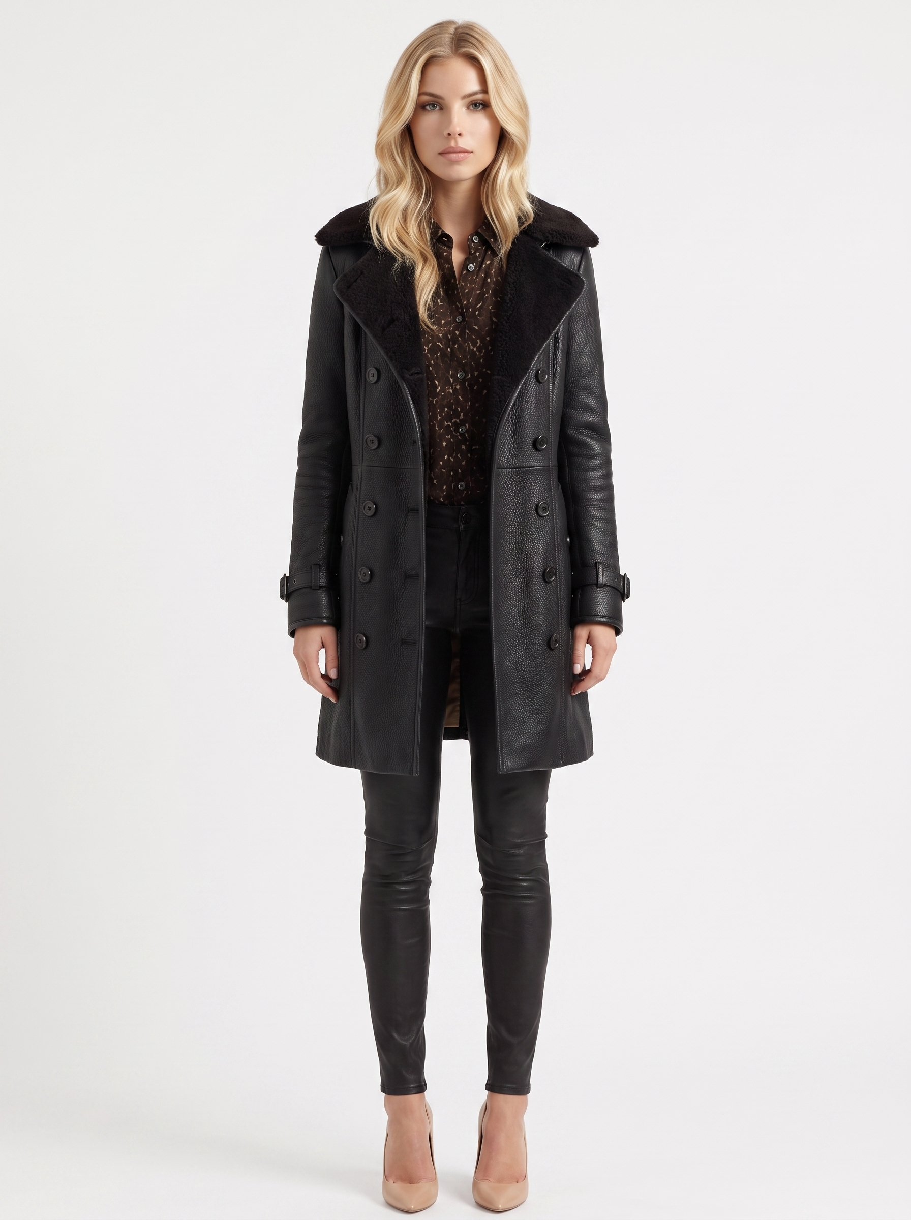 Nellie Shearling Coat - Black