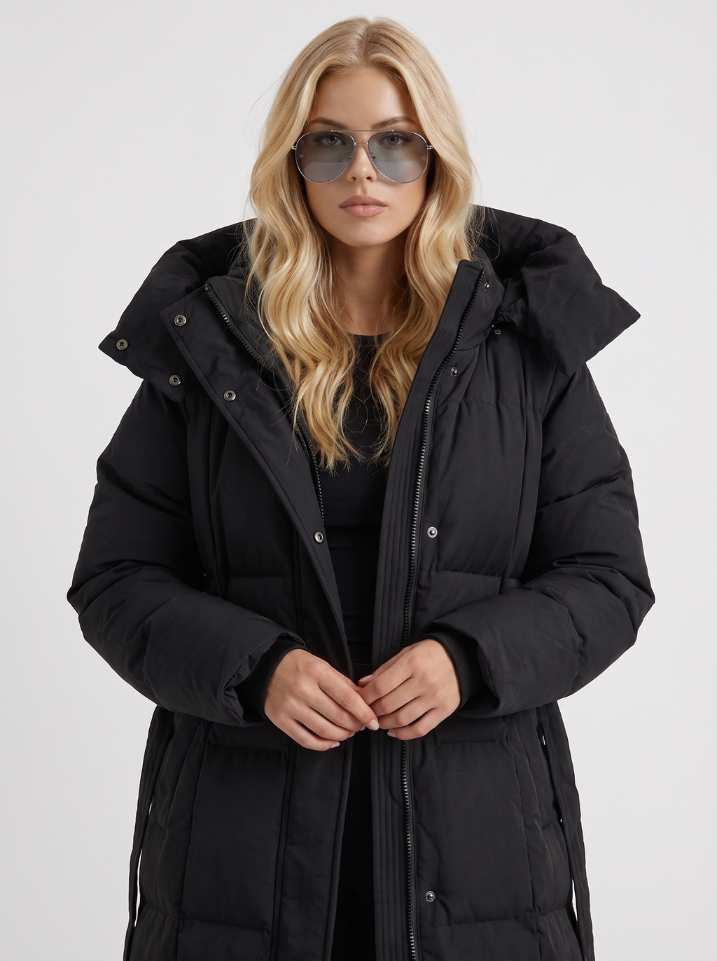 Olive Quilted Coat - Black