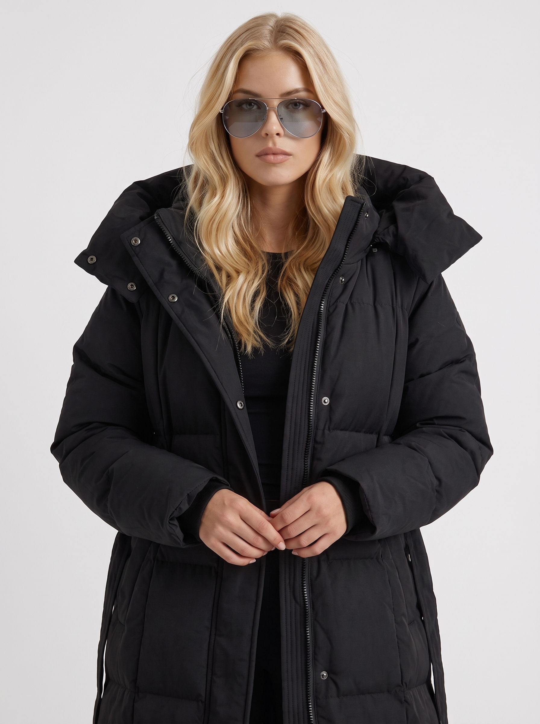 Olive Quilted Coat - Black