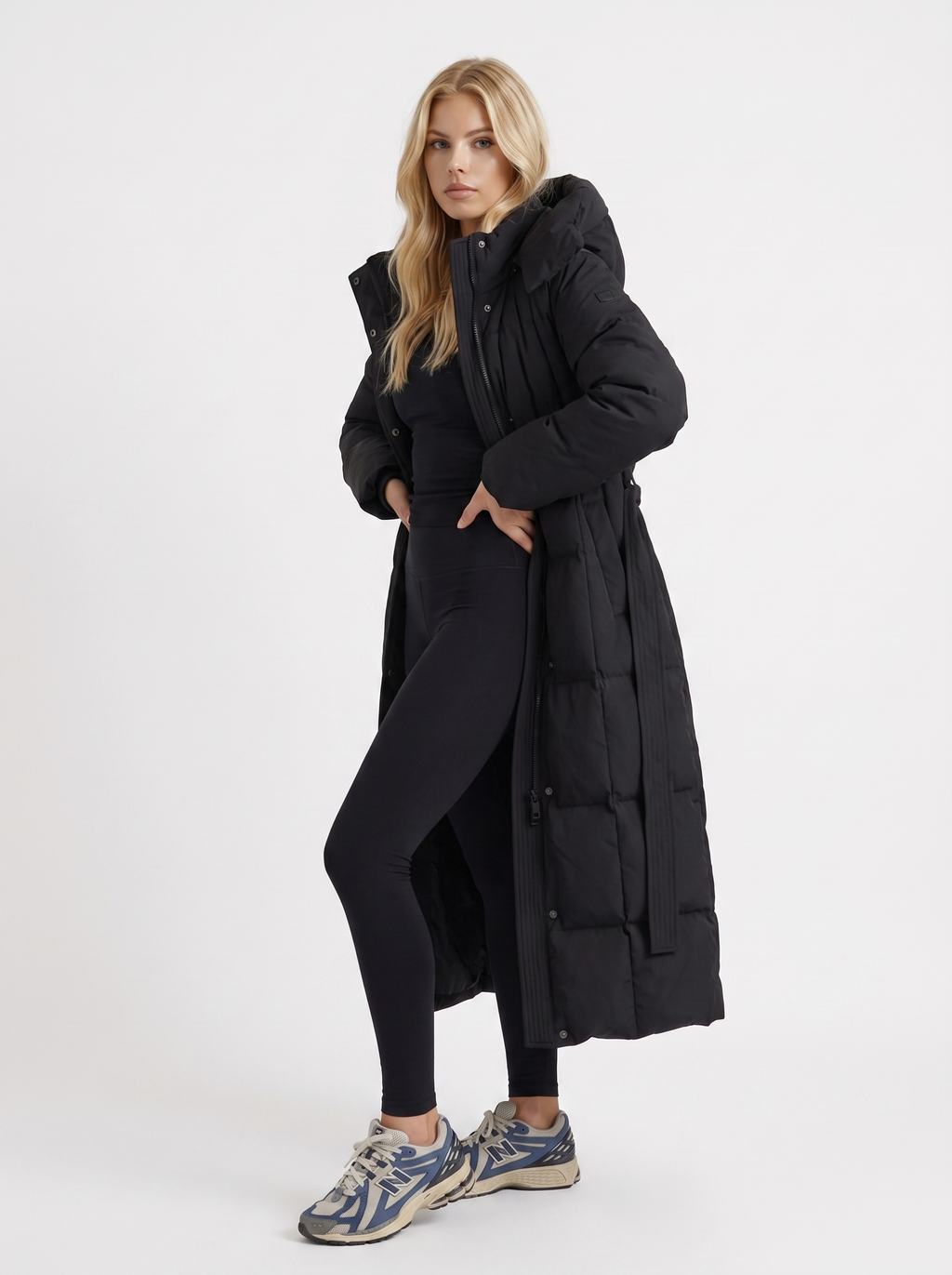 Olive Quilted Coat - Black