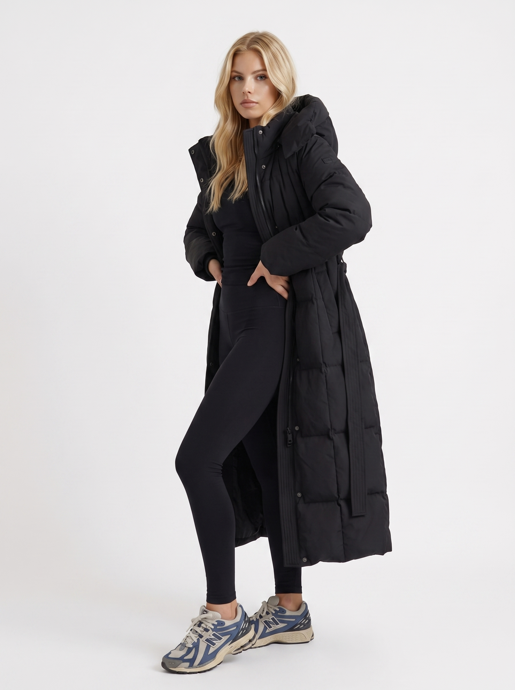 Olive Quilted Coat - Black