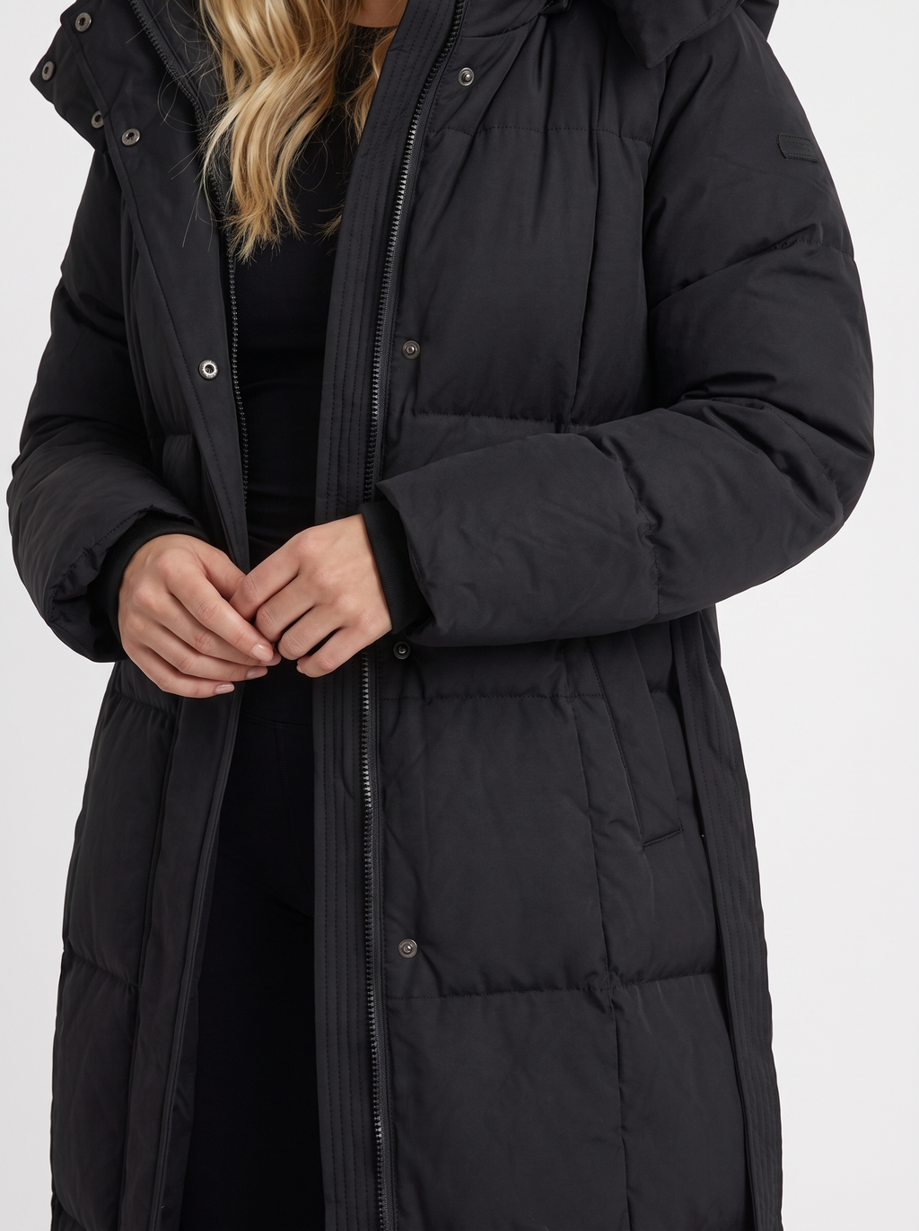 Olive Quilted Coat - Black