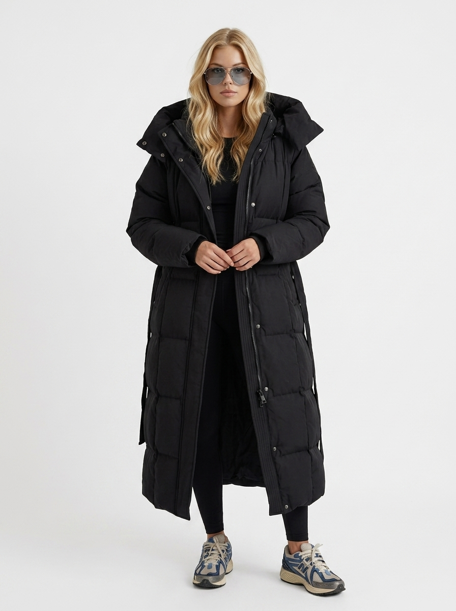 Olive Quilted Coat - Black