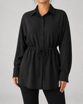 Women's Oversized Longline Shirt Drawstring Waist