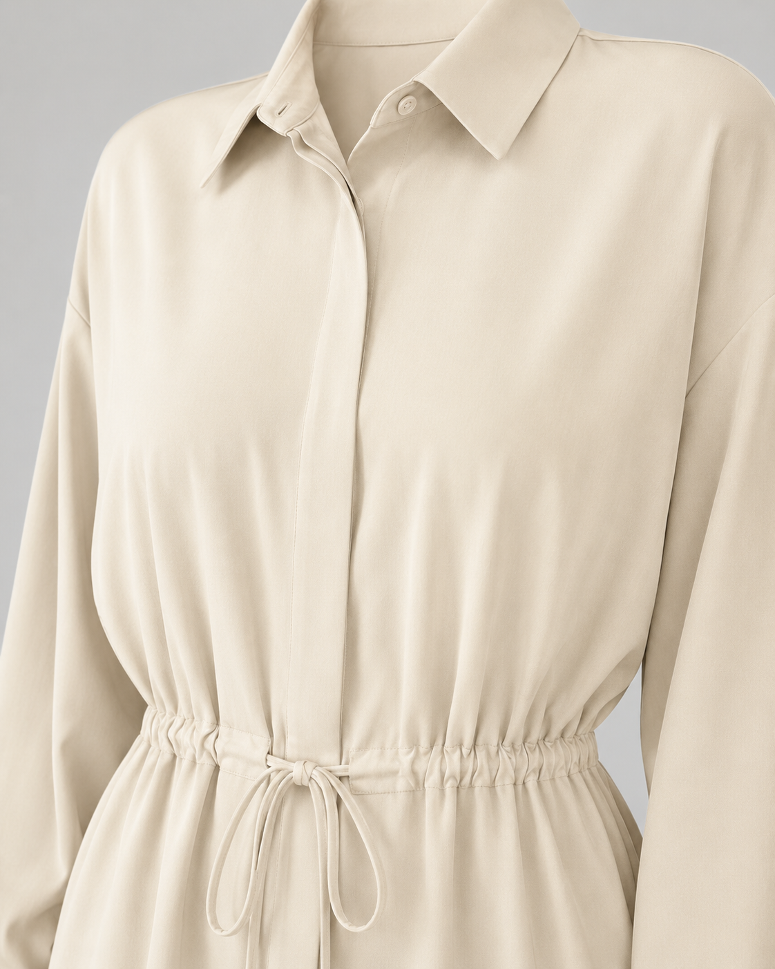 Women's Oversized Longline Shirt Drawstring Waist