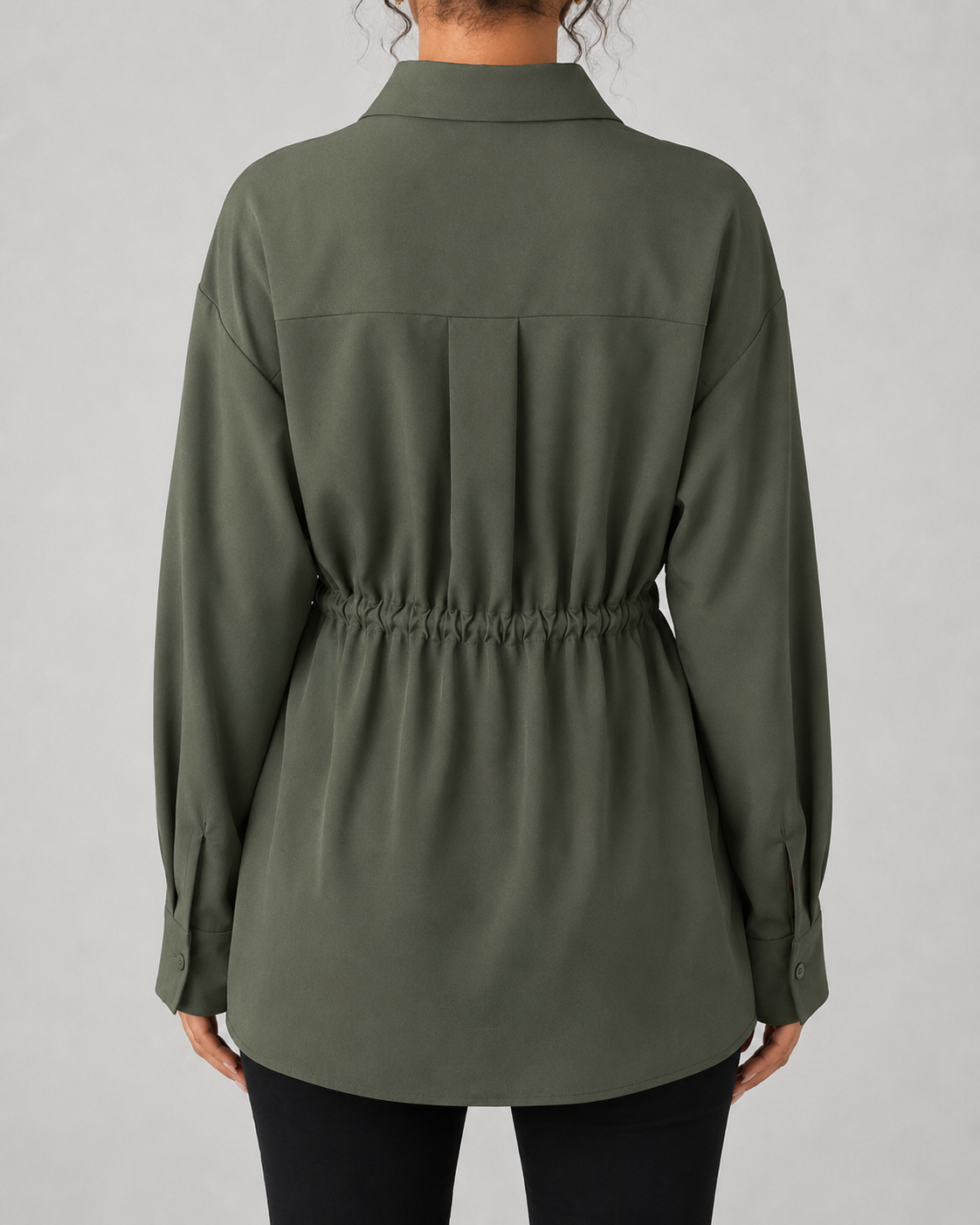 Women's Oversized Longline Shirt Drawstring Waist